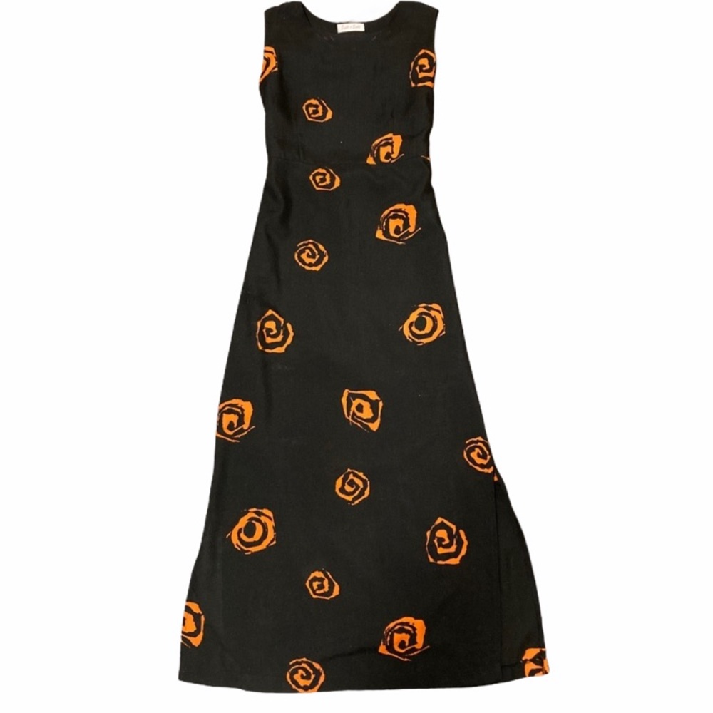 Black sleeveless maxi dress with lining and slits